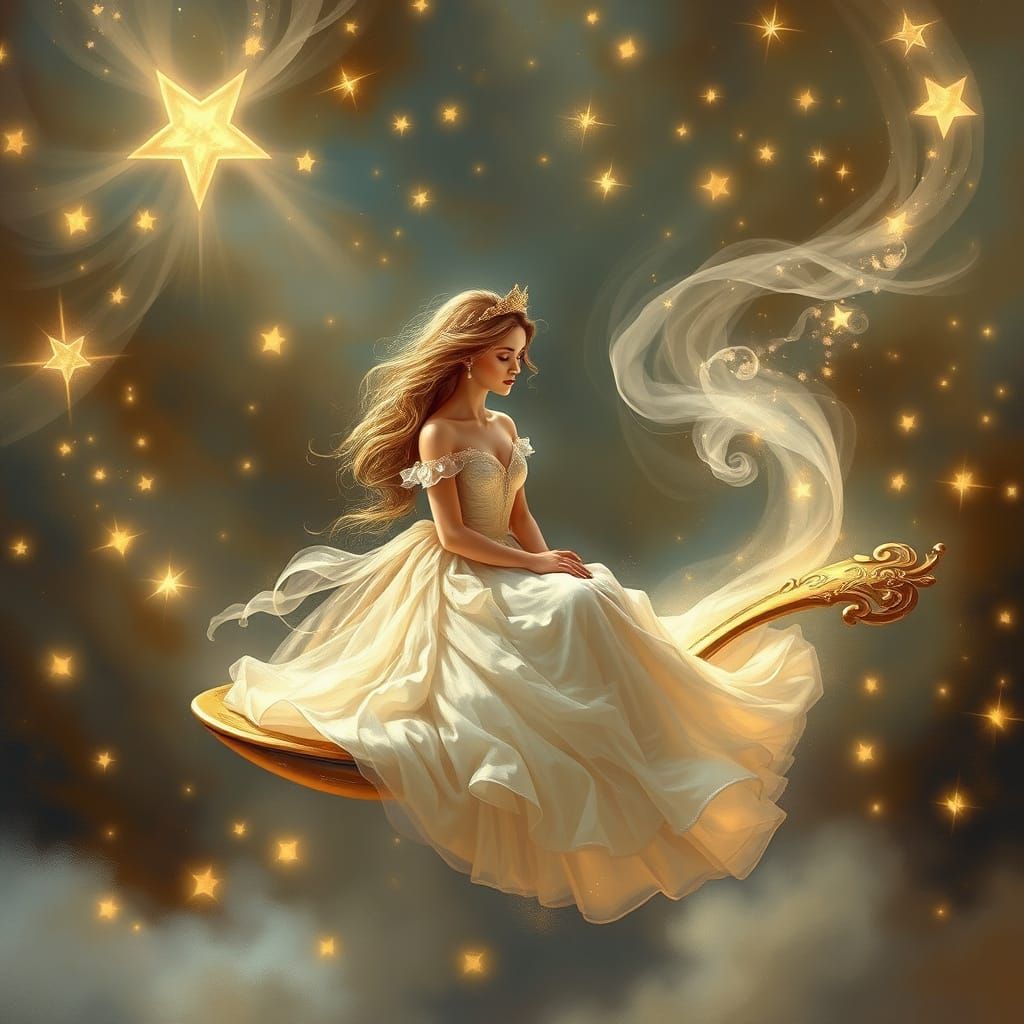 Whimsical Princess in Enchanted Dream Scene