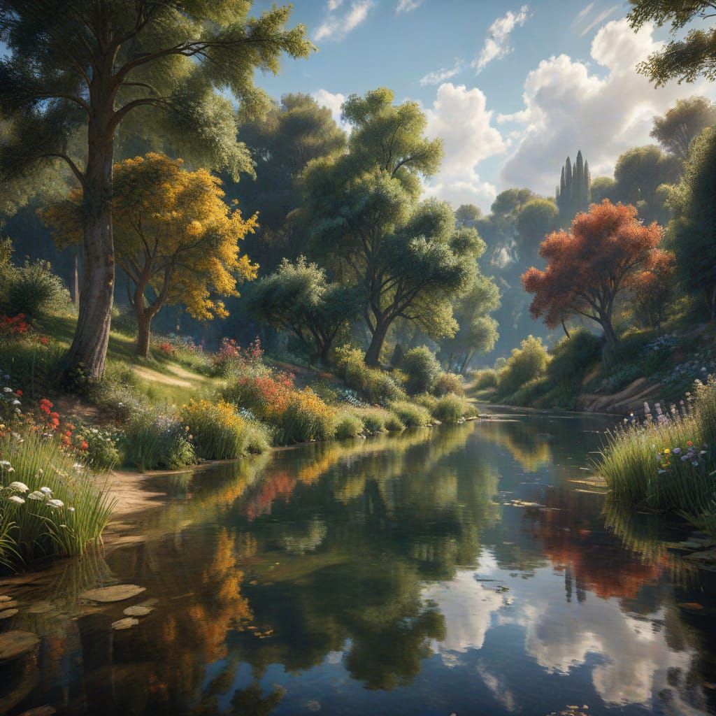 Serene Lake Scene in HDR with Cinematic Lighting