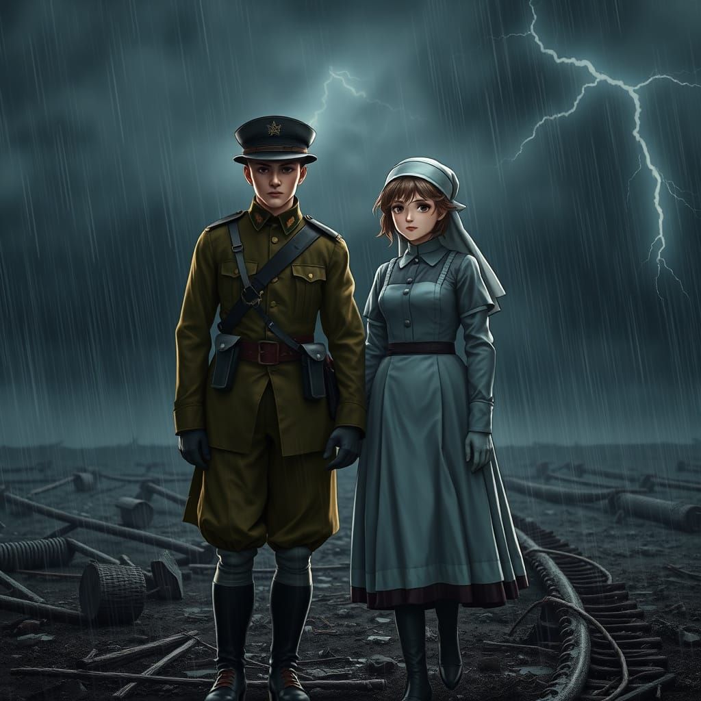 Surrendering Hope Amidst War's Ruin, 3D Anime Art