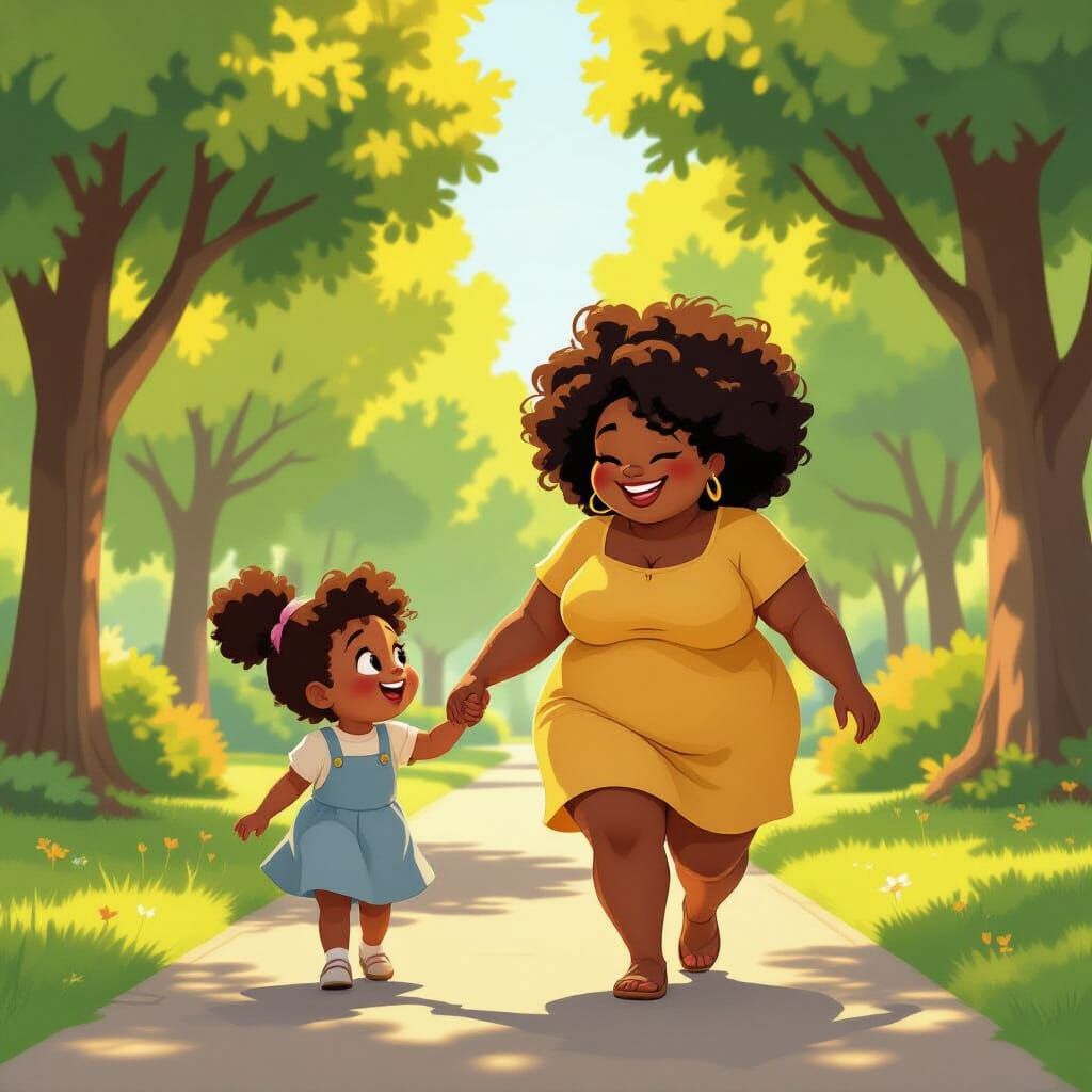 Joyful Morning Walk: Animation Cel Inspired by Pixar