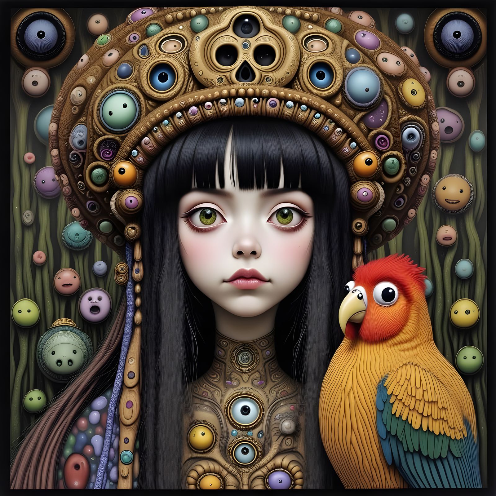 Mother's Comfort in a Darkening World, in a Dark Art Aesthet...