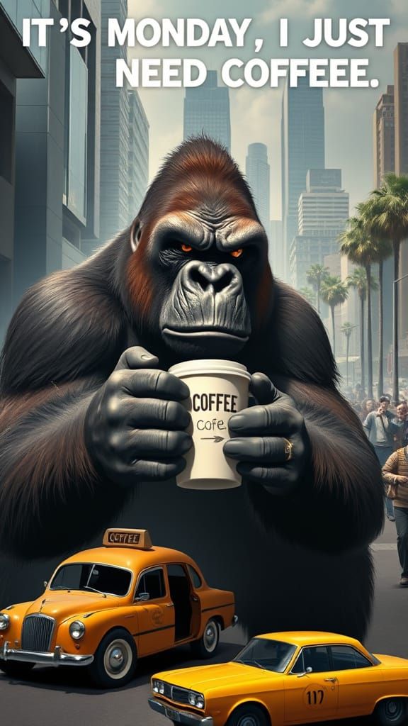 CGI Gorilla in Coffee Shop Scene