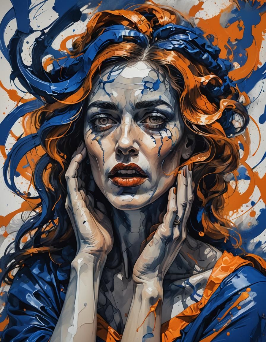 Woman in Torment: A Baroque Digital Painting