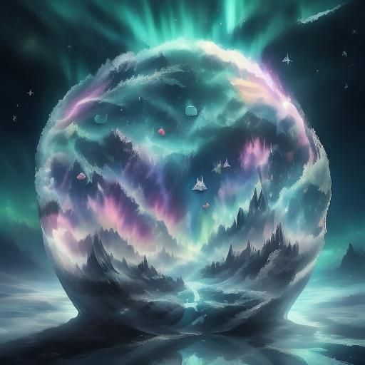 Icy Heart Reflects Aurora Borealis Glow