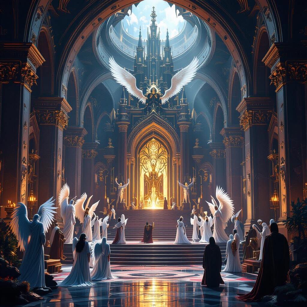 Majestic Castle: God's Throne Room with Angels