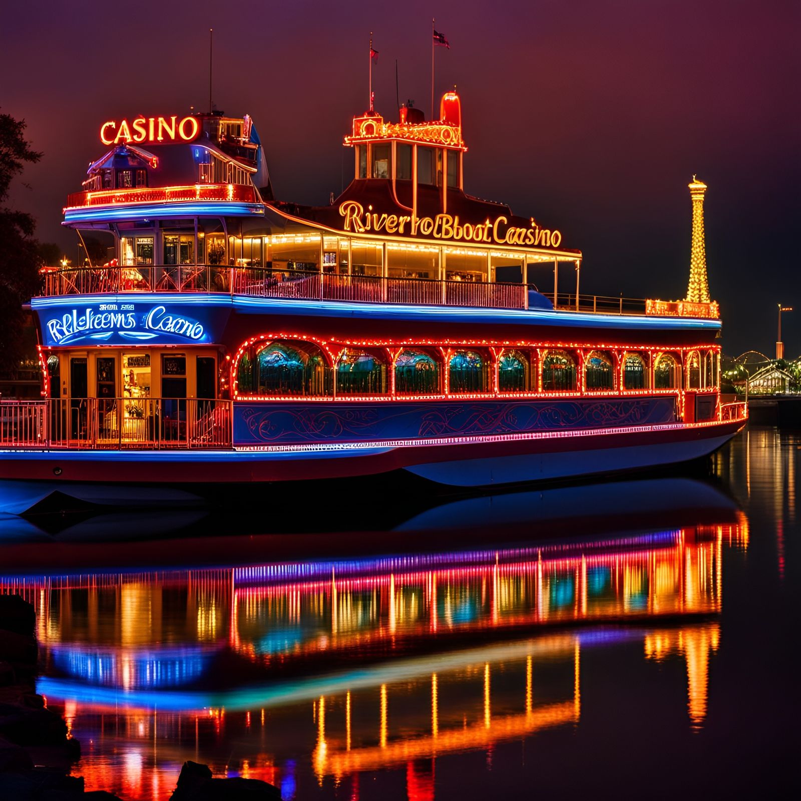 Riverboat Casino on the Mississippi in Golden Hour