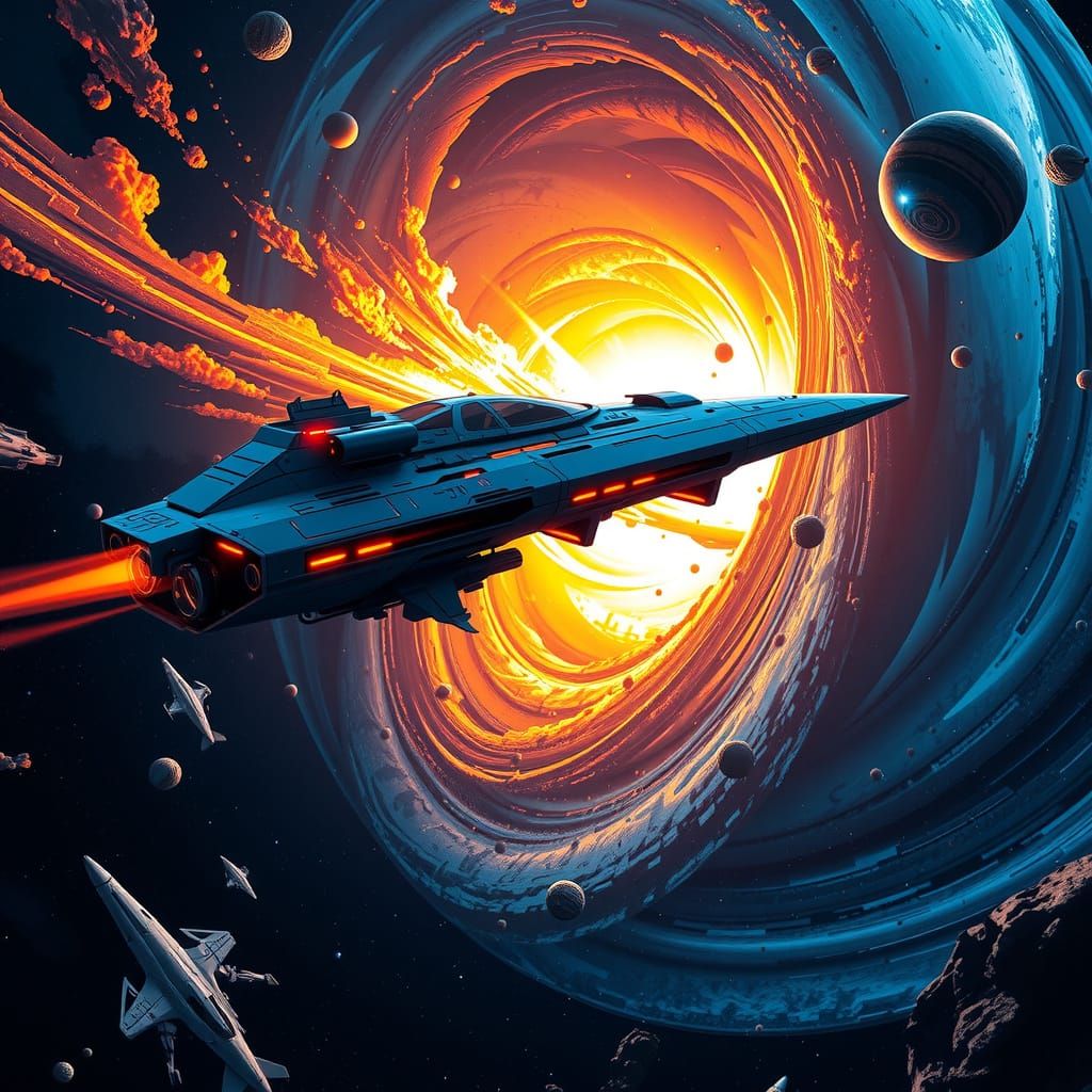 Futuristic Battle Station near a Vibrant Supernova