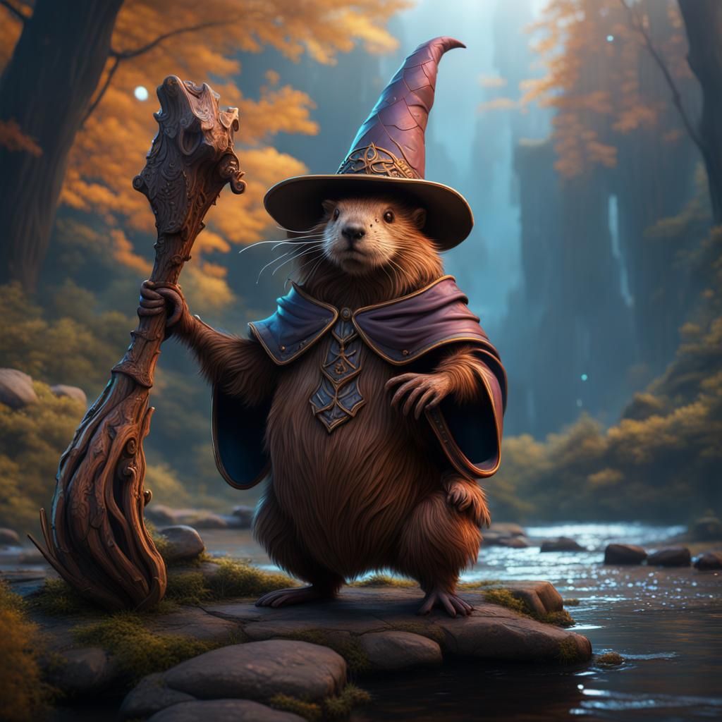 Beaver Wizard in Detailed Fantasy Concept Art