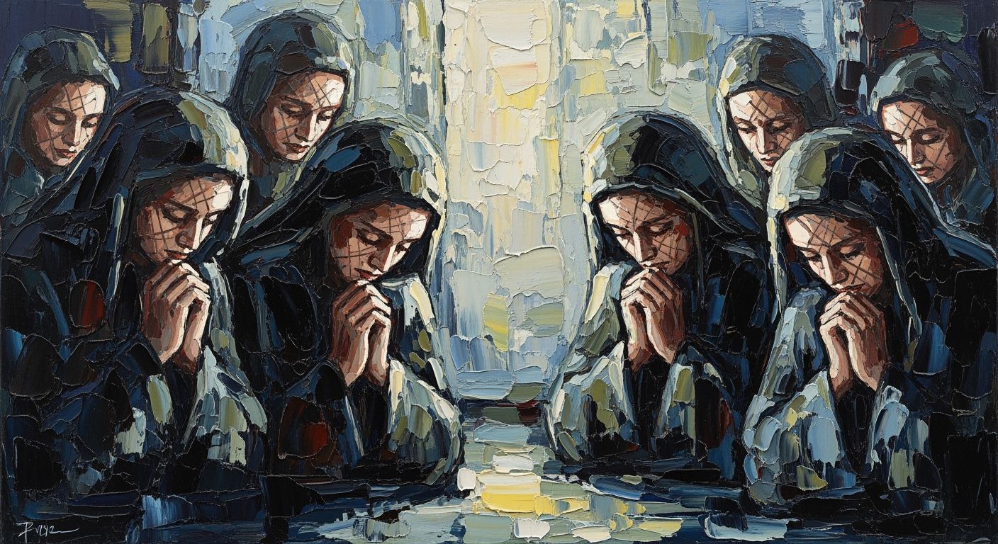 Hushed Reverence Scene as Impasto Oil Painting