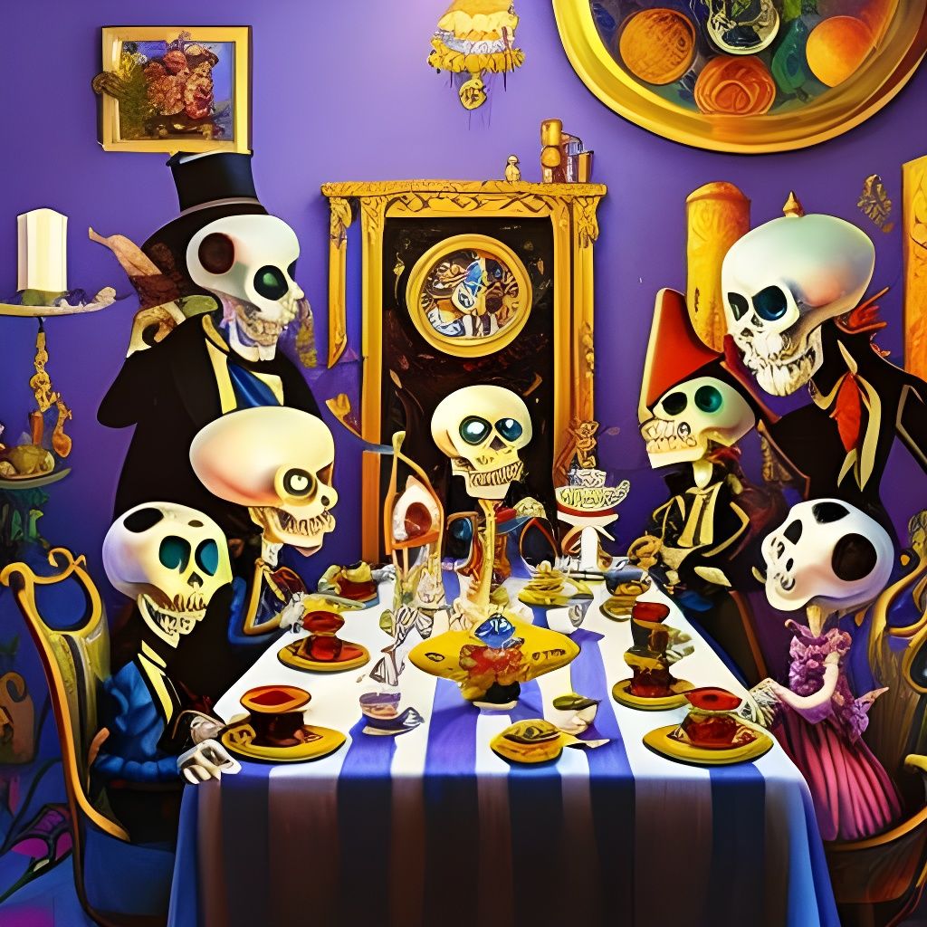 Skeletons' Mad Tea Party in Wonderland