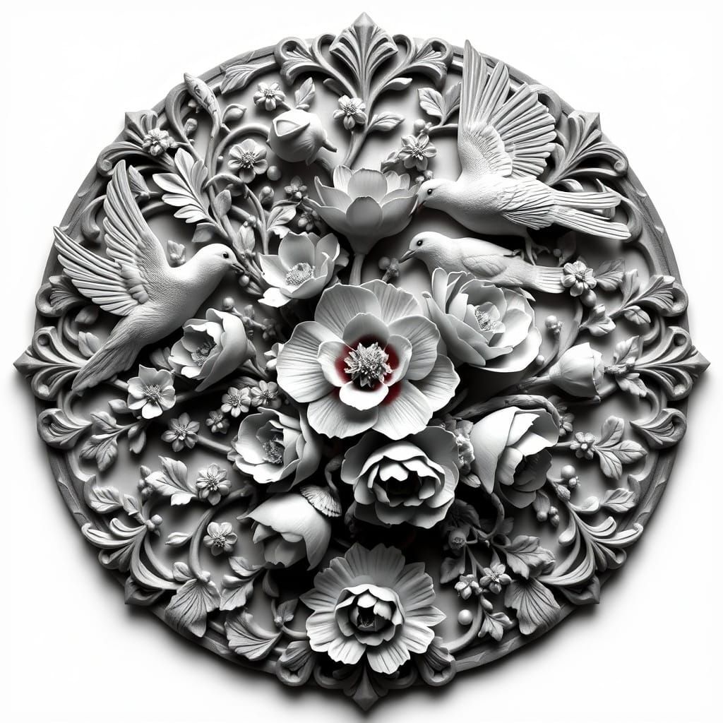 Dramatic Baroque Wooden Ornament in Opulent Italian Style
