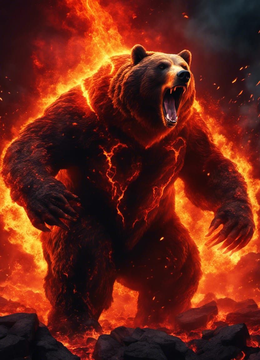 Magma Bear in Hell with Explosive Flames