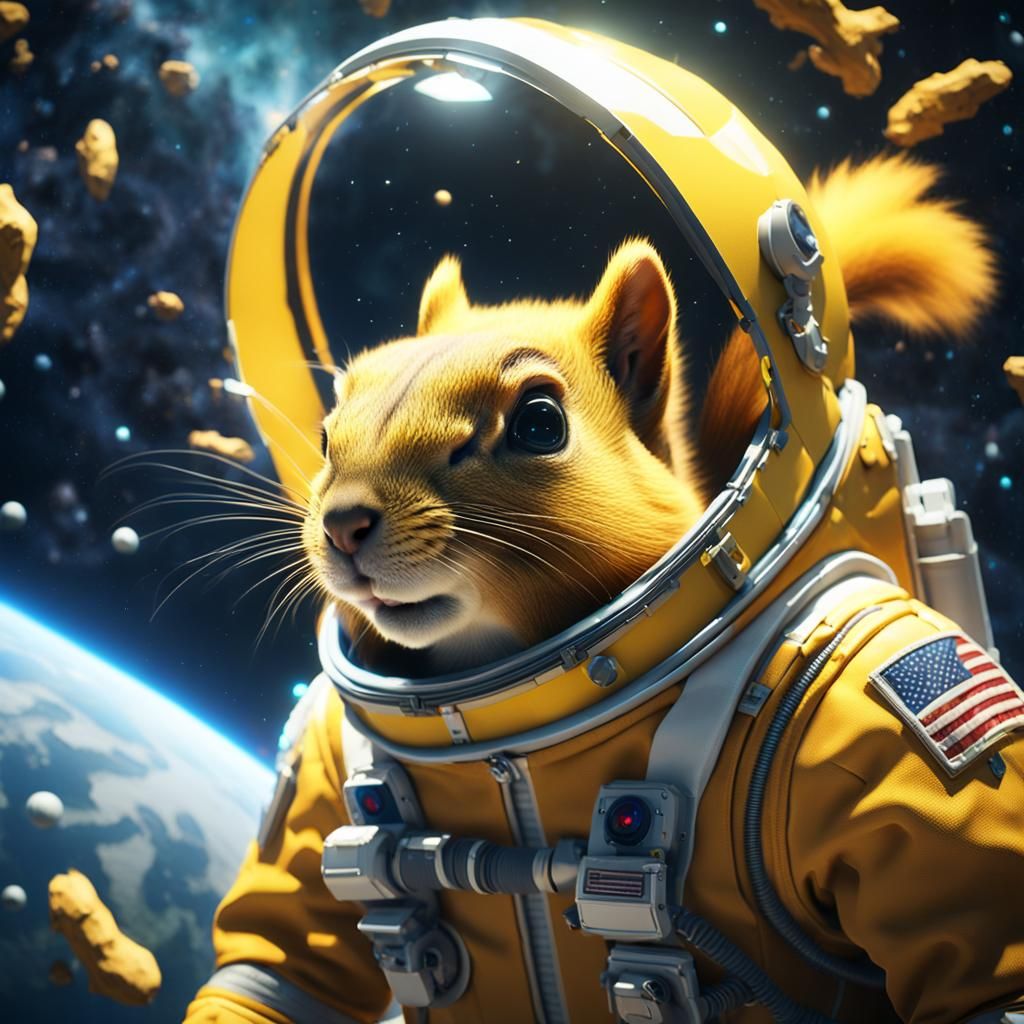 Squirrel Astronaut in Space: 3D Game Art