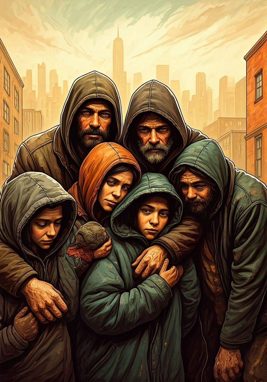 Uplifting Watercolor Scene of Diverse Community Support