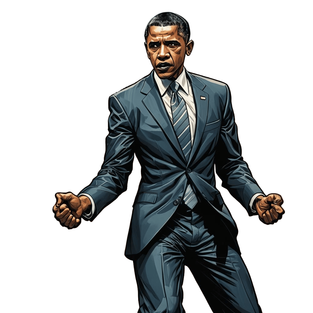 Aggressive Barack Obama in Comic Book Art