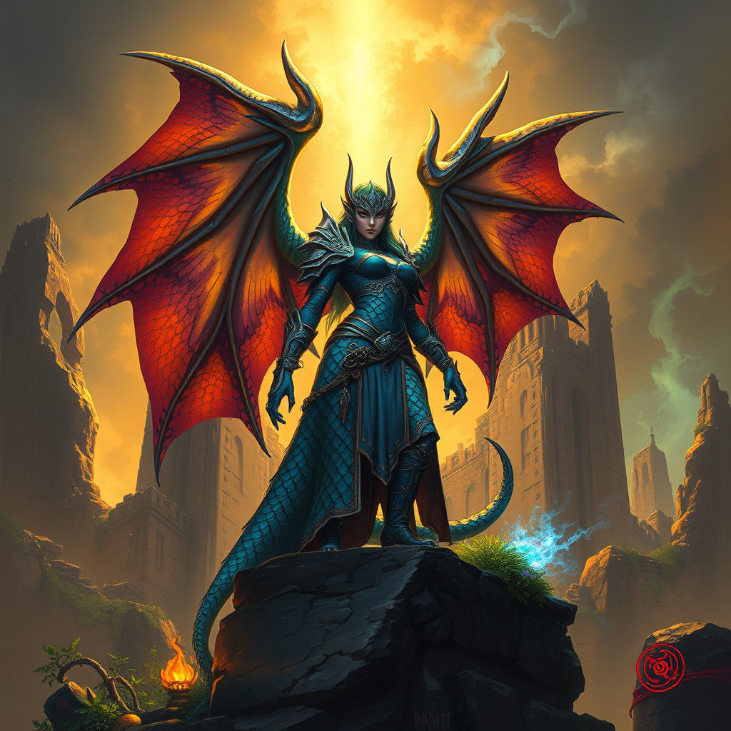 Majestic Dragonborn Cleric in Fantasy Landscape