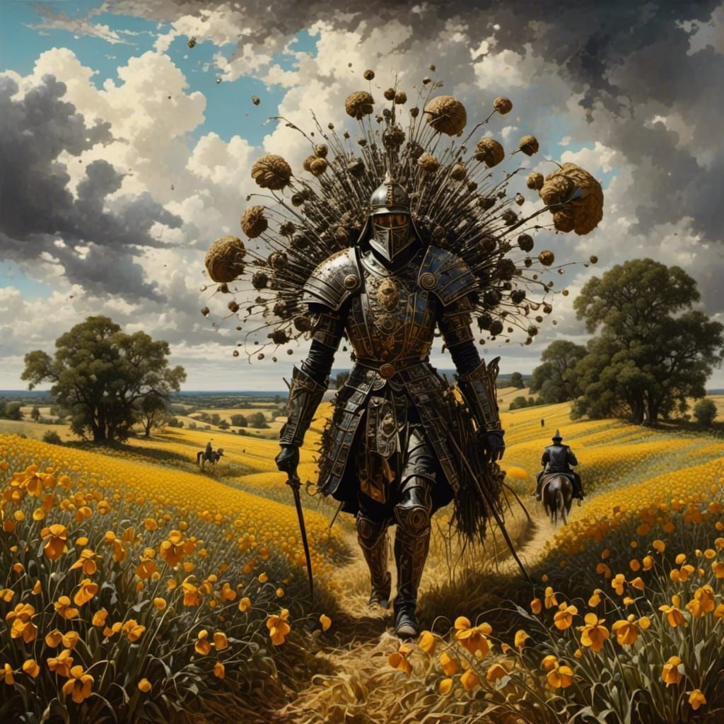 Surreal Man Walking in a Strange Field
