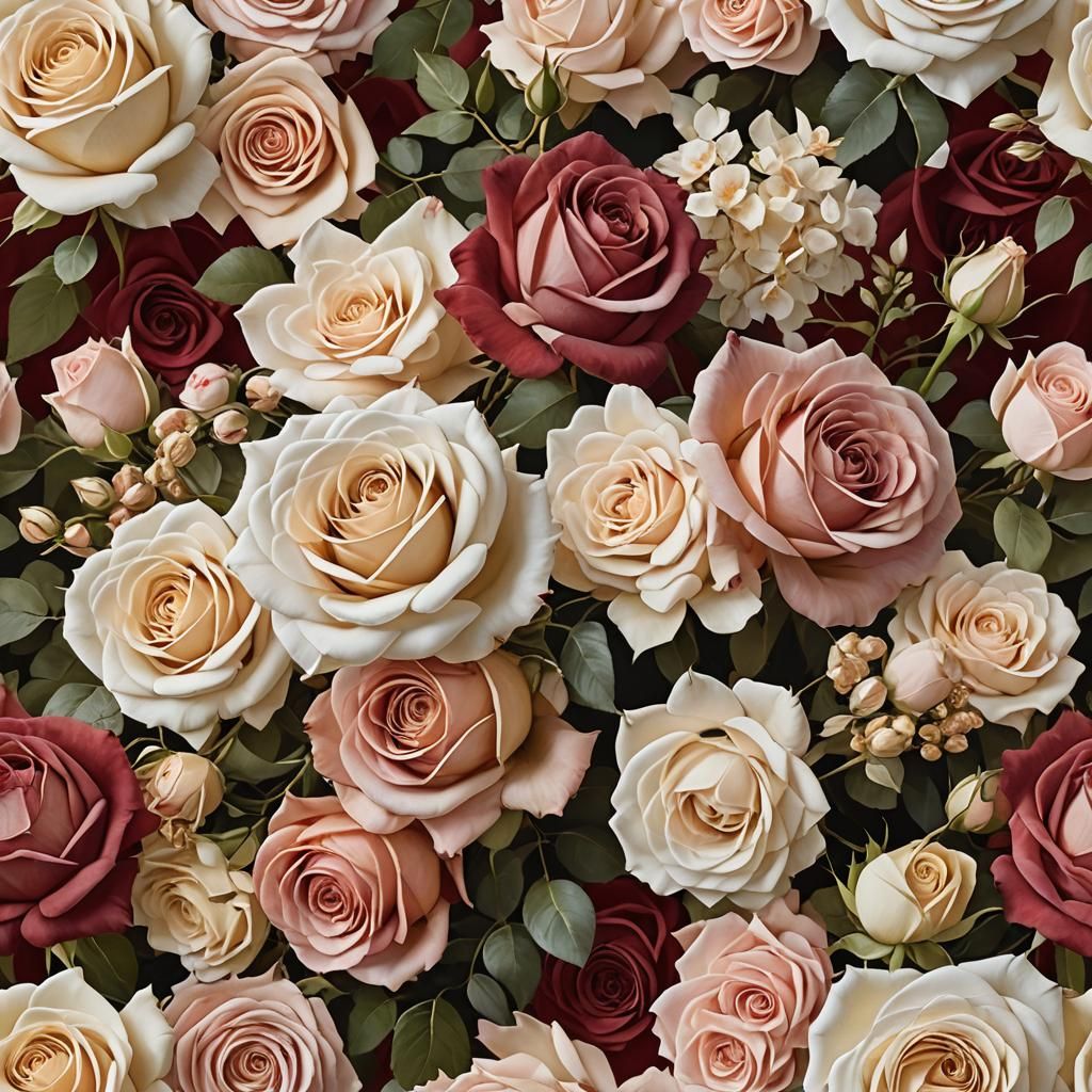 Romantic Roses Bouquet in Atmospheric Realism Style