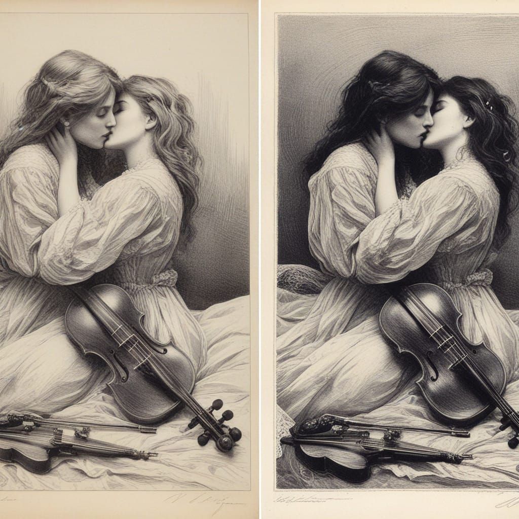 Ethereal 19th-Century Etching of Tender Farewell Moment