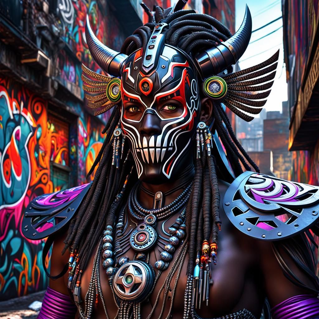 Voodoo Witch Doctor Superhero, in graffiti alley