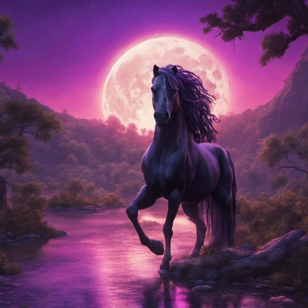 Centaur by River Under Purple Moon