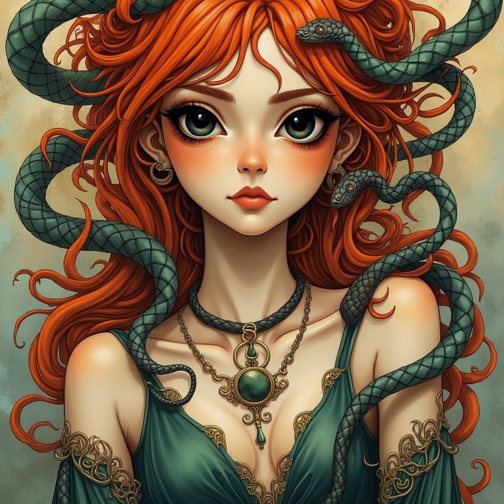 Ethereal Hecate Portrait in Dreamlike Watercolor Style