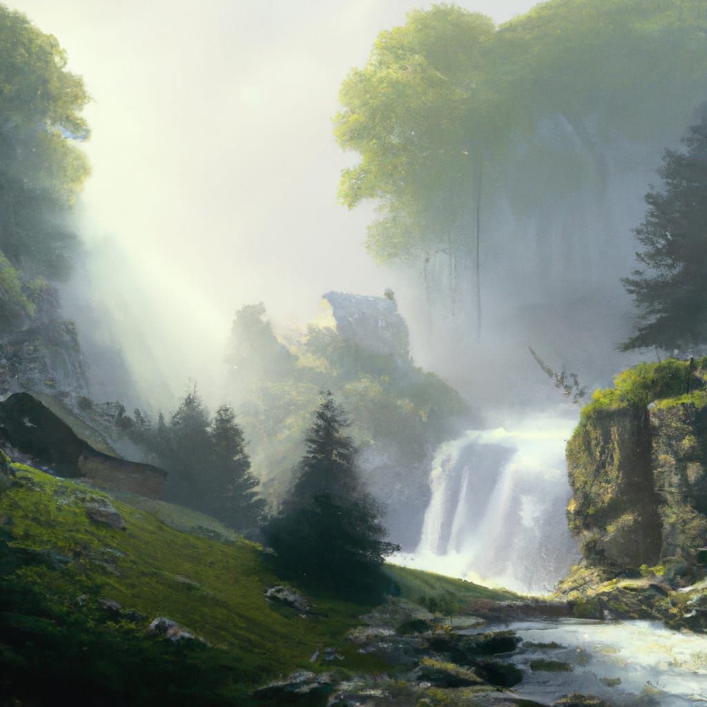 Ethereal Fantasy Landscape in Mist