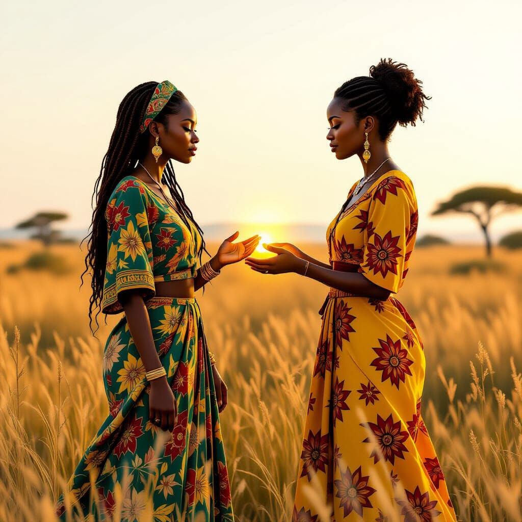 African Women in Trance with Mystical Aura