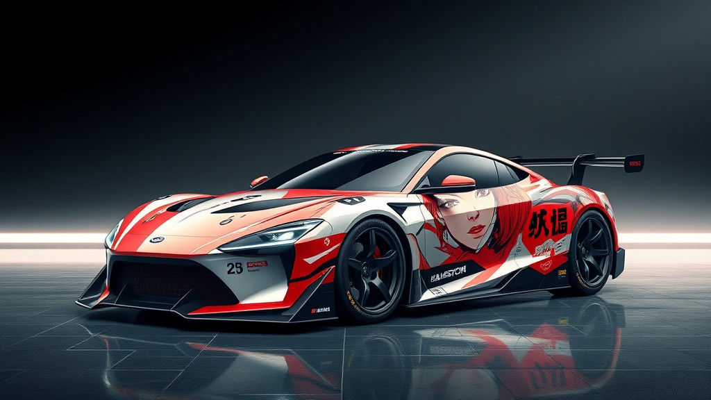 Futuristic Drift Car with Anime-Inspired Graphics