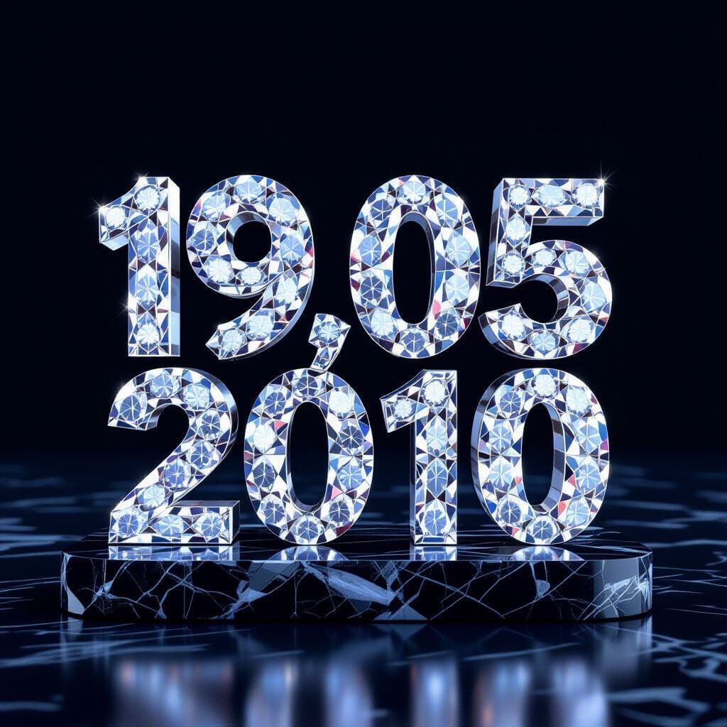 Diamond Date Sculpture on Obsidian