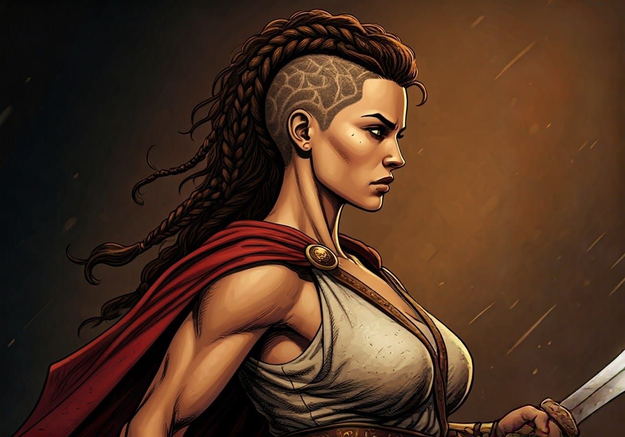 Greek Warrior Goddess in Combat