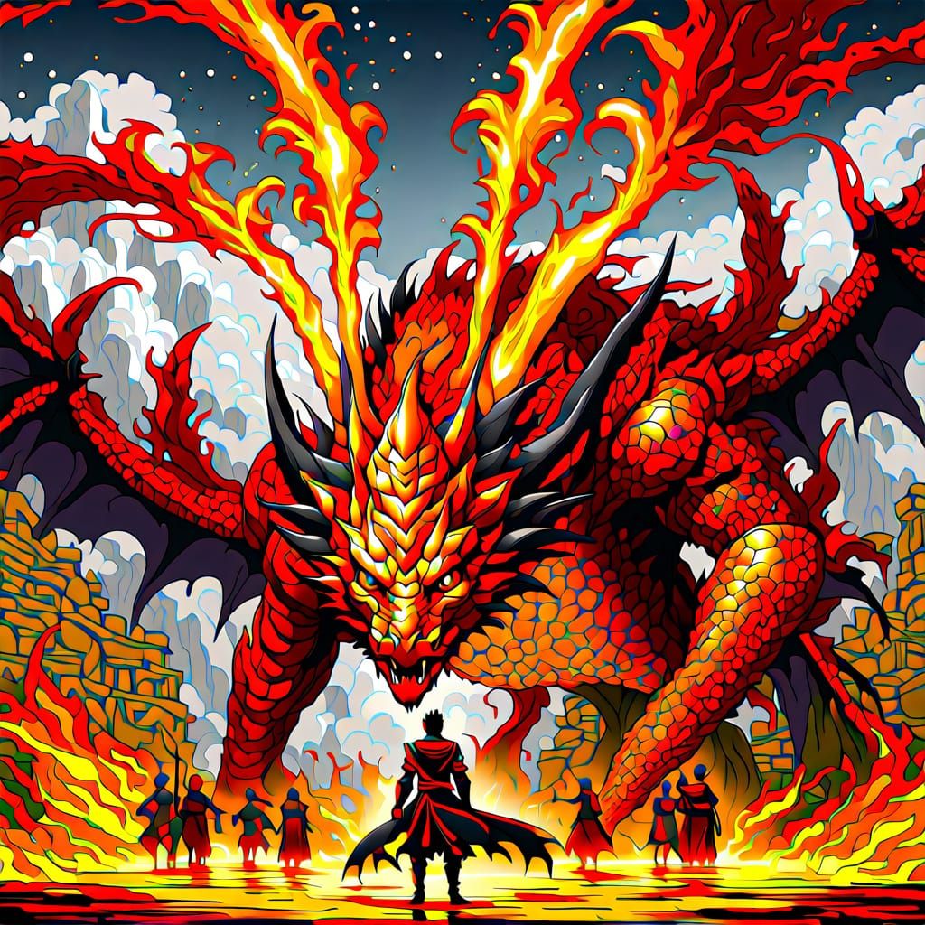 Legendary Dragon Battles Prince in Epic Anime Scene