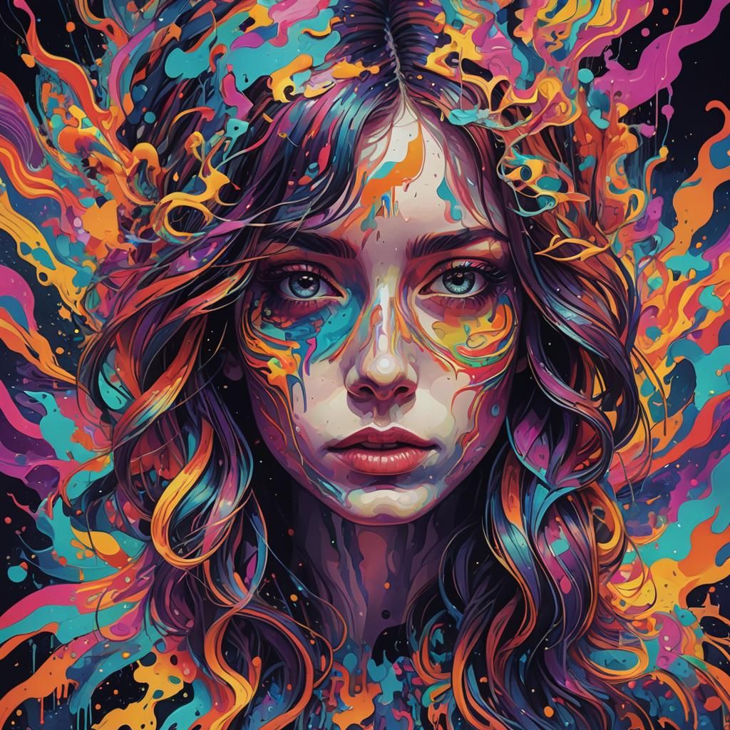 Abstract Psychedelic Glitch Art Composition