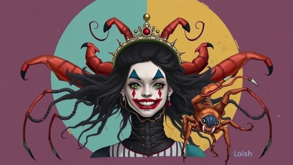 Surreal Clown-Lobster Portrait in Pastel Colors with Whimsic...