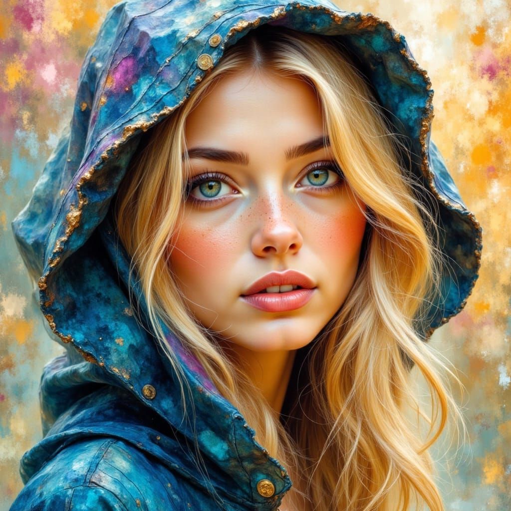 Striking Woman with Heterochromia in Dreamscape Portrait