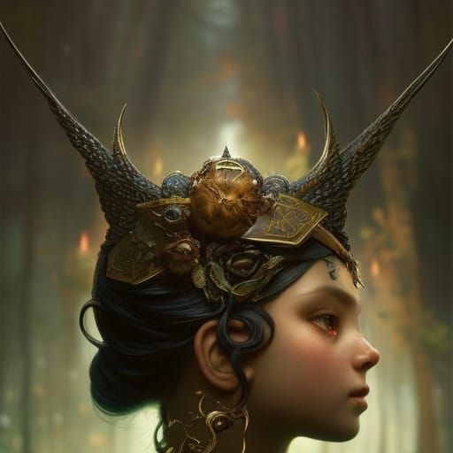 Intricate Portrait of a Fae Pixie in Dark Fantasy Art