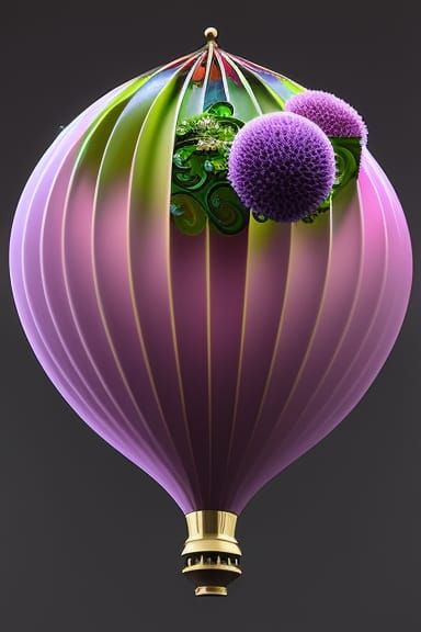 Floral Steampunk Hot Air Balloon in Baroque Style