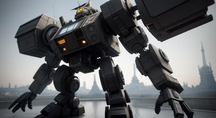 Ghibli-Style Black and White Chibi Characters in Paris