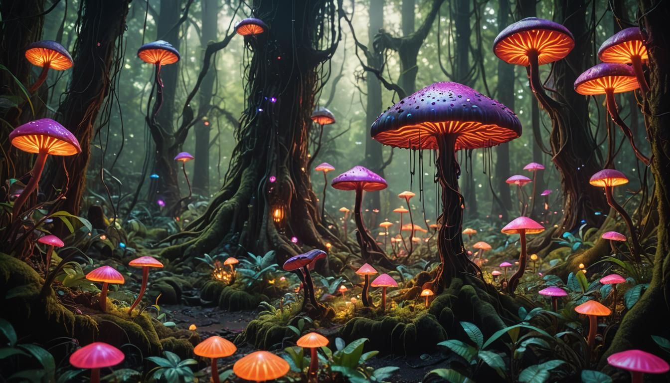 Neon Fairy Forest: A Psychedelic Extraterrestrial Odyssey