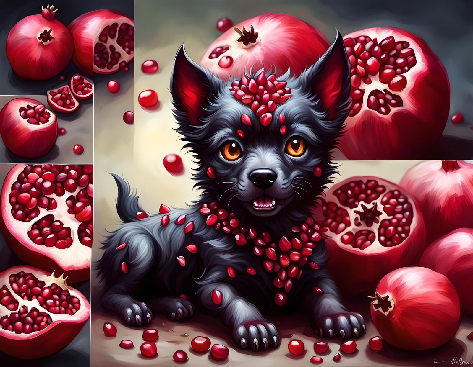 Playful Pomegranate Seed Hellhound Puppy