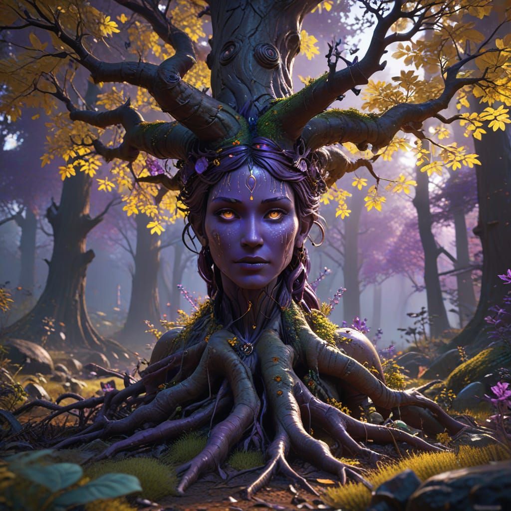 Mystical Forest Guardian: Anime Style Tree Portrait