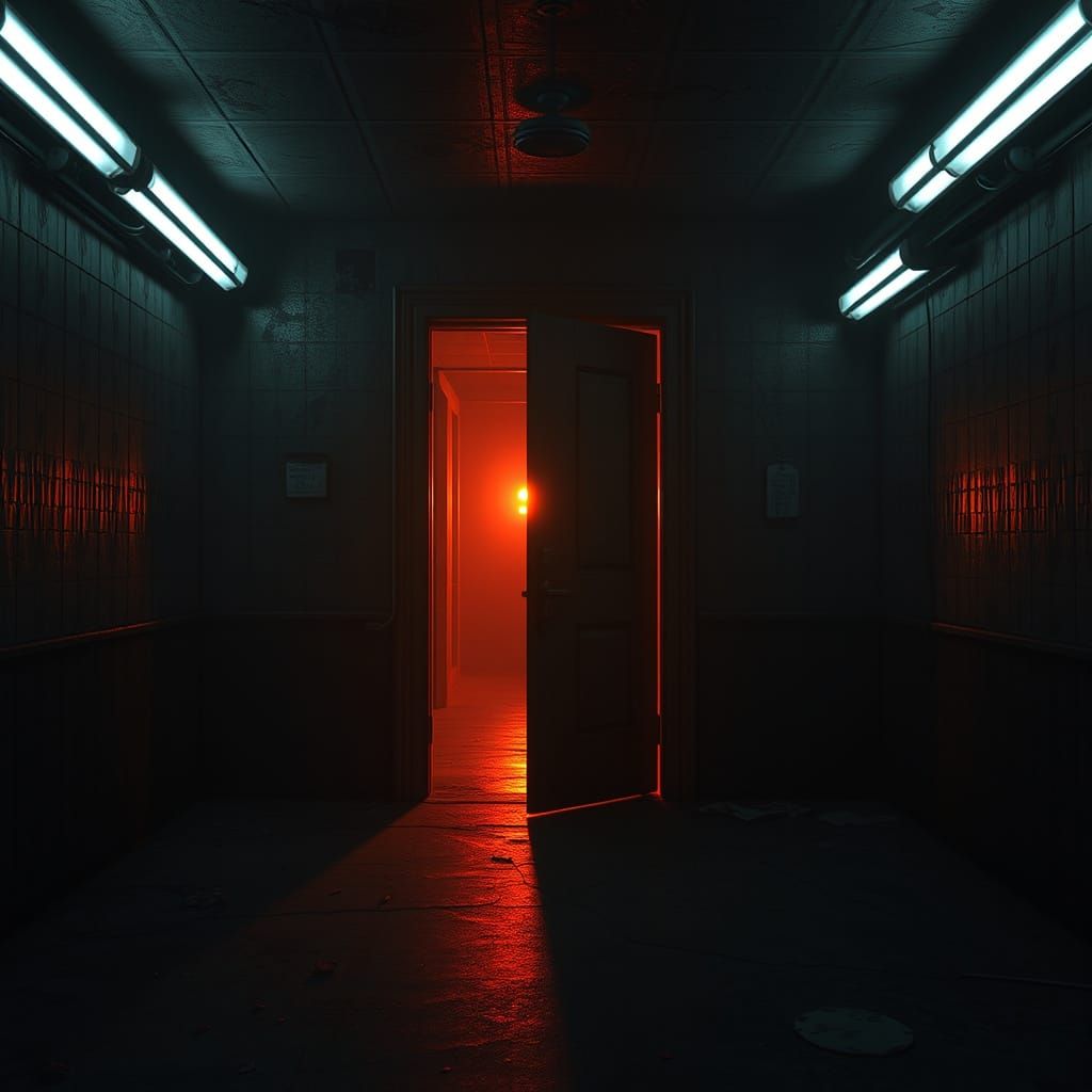 Eerie Abandoned Laboratory Scene in Cyberpunk Cinematic Styl...
