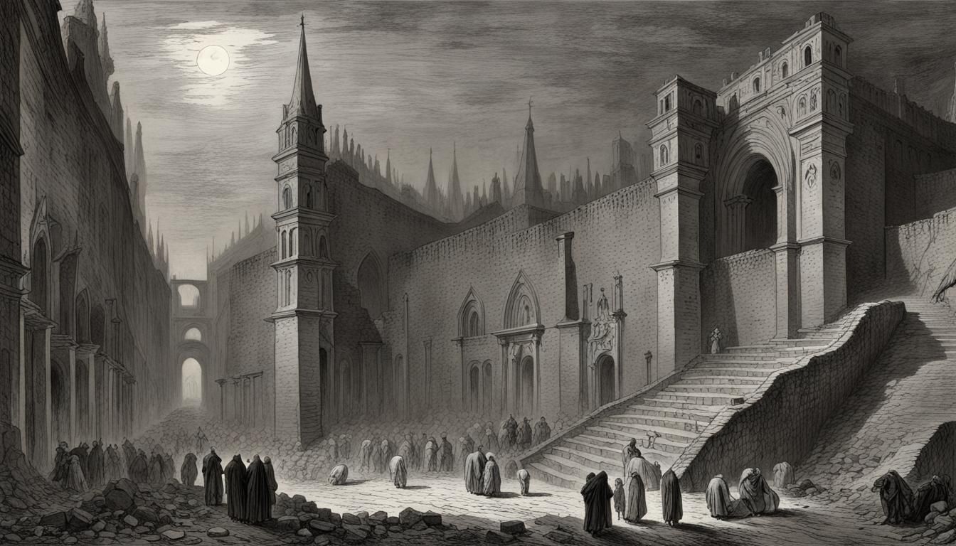 Infernal City of Dite in Dark Fantasy Style