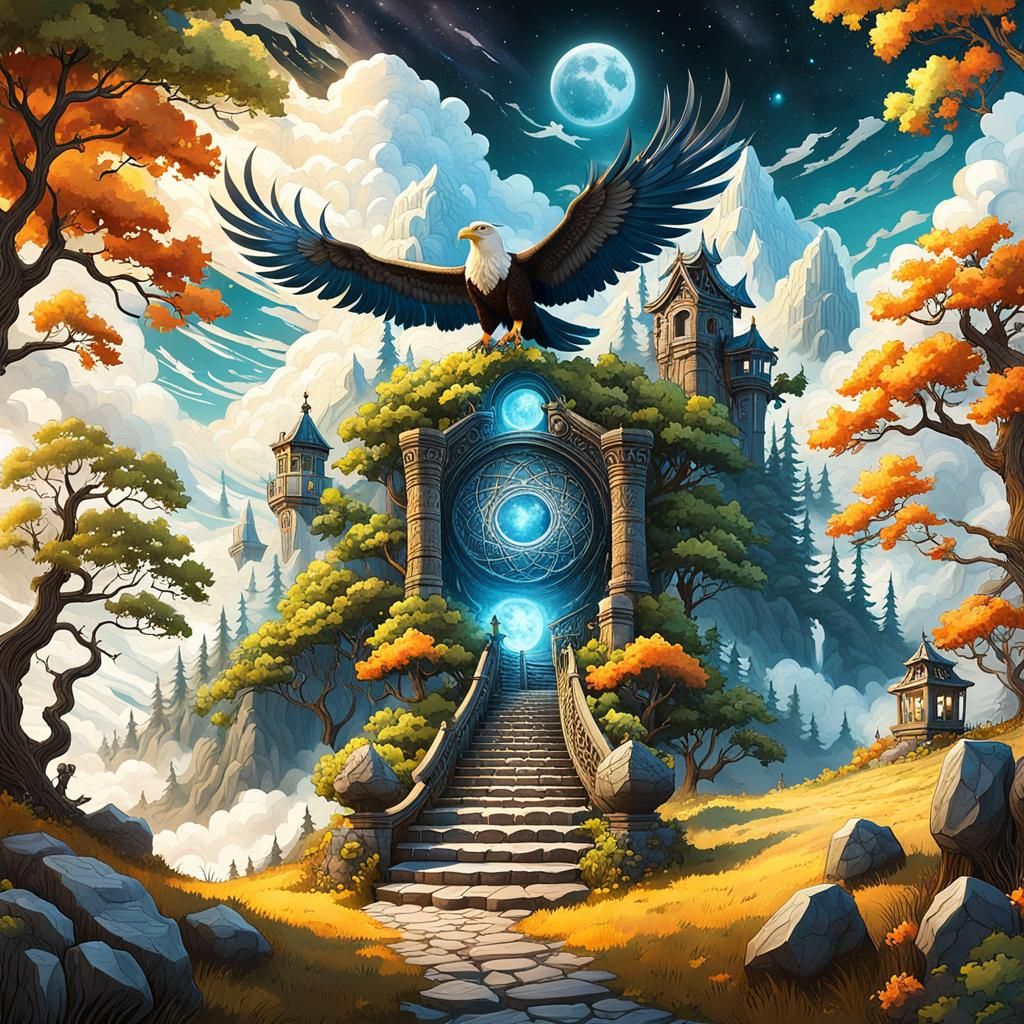 Stairway to Norse Gods in High Fantasy Style