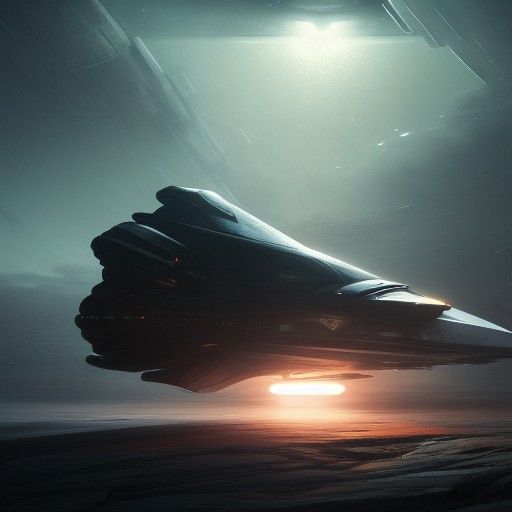 Spaceship Travels Through Space in Dark Fantasy Style