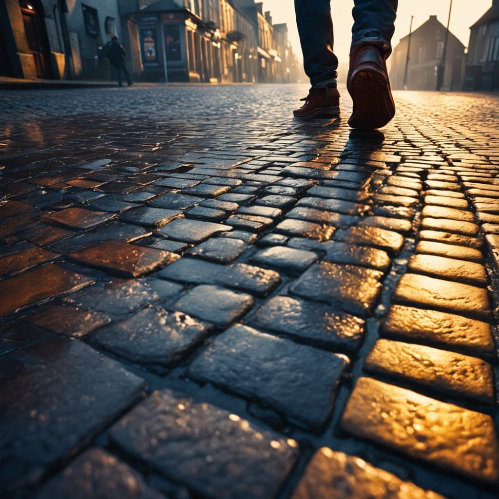 Person in Pornic at Golden Hour, Greg Rutkowski Style