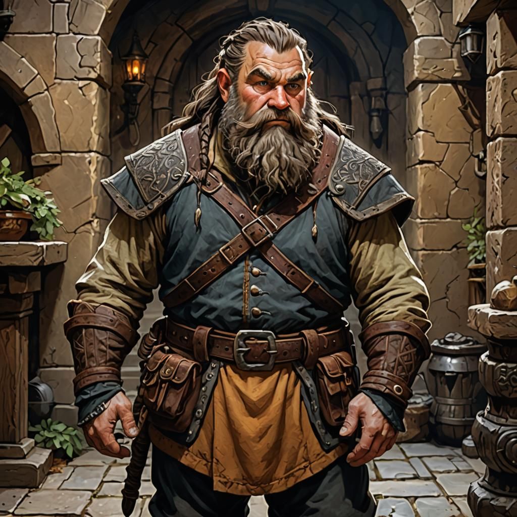 Dwarf in Medieval Estate: Detailed Matte Painting