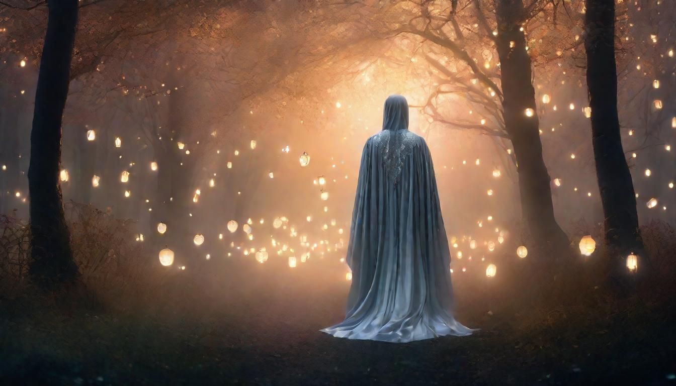 Ethereal Fantasy: Lone Figure in Mystical Forest