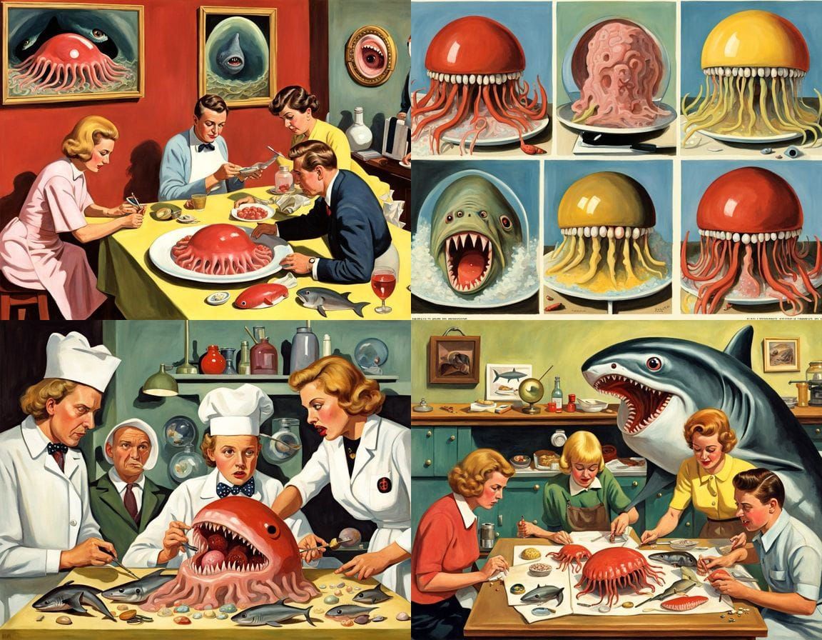 Fanny Cradock Discovers a Grotesque Marine Abomination in a....