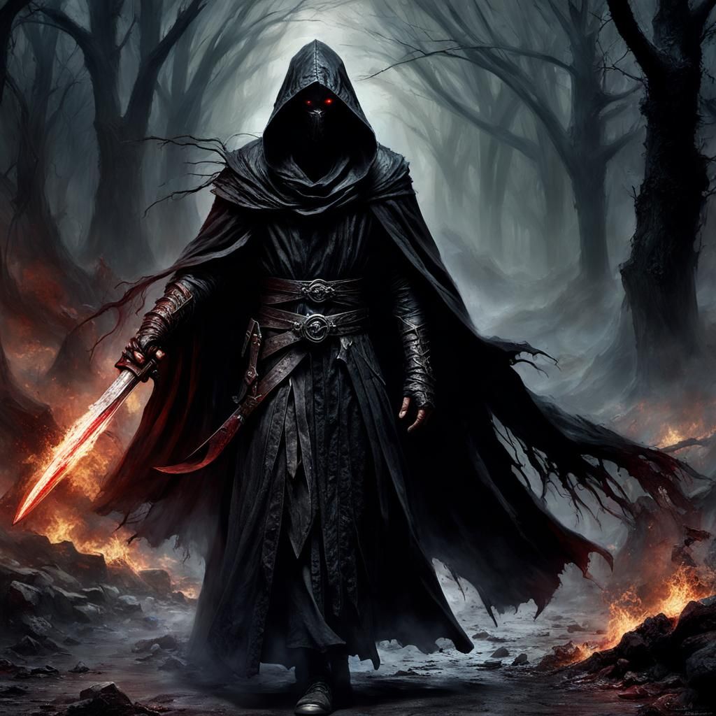 Dark Fantasy Undead Battle Mage in Luis Royo Style